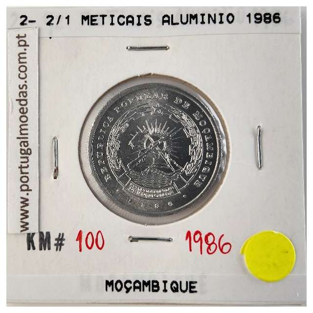 Mozambique, 2- 2/1 Meticais Aluminium 1986, (UNC), World Coins Mozambique KM 100