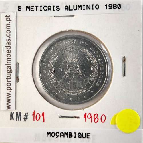 Mozambique, 5 Meticais Aluminium 1980, (UNC), World Coins Mozambique KM 101