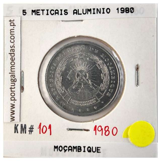 Mozambique, 5 Meticais Aluminium 1980, (UNC), World Coins Mozambique KM 101
