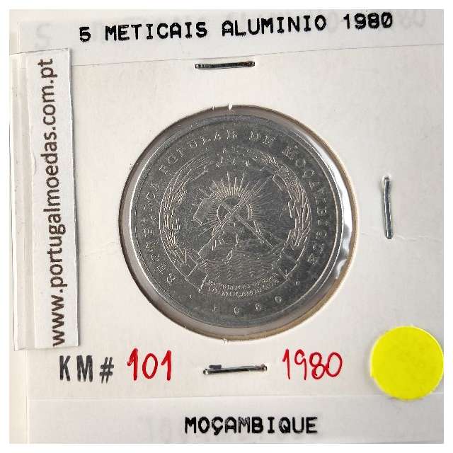 Mozambique, 5 Meticais Aluminium 1980, (UNC), World Coins Mozambique KM 101