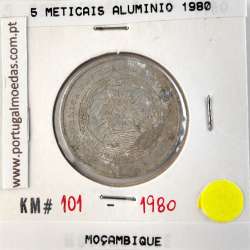 Mozambique, 5 Meticais Aluminium 1980, (F), World Coins Mozambique KM 101