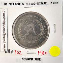Moçambique, 10 Meticais Cupro níquel 1980, (Bela), World Coins Mozambique KM 102