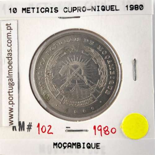 Moçambique, 10 Meticais Cupro níquel 1980, (Bela), World Coins Mozambique KM 102
