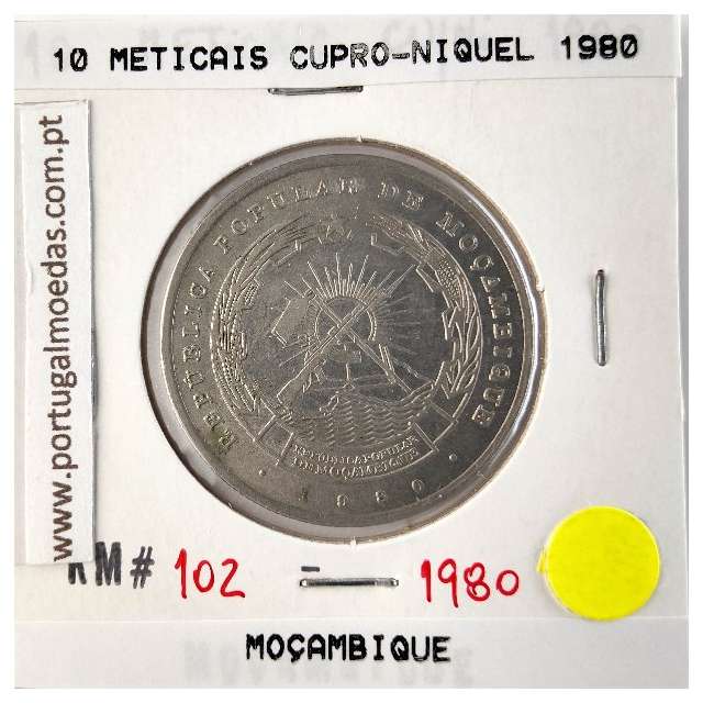 Moçambique, 10 Meticais Cupro níquel 1980, (Bela), World Coins Mozambique KM 102