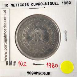 Moçambique, 10 Meticais Cupro níquel 1980, (MBC), World Coins Mozambique KM 102