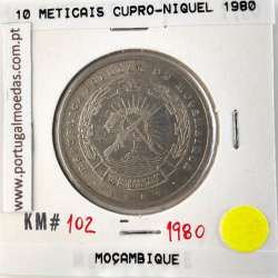 Moçambique, 10 Meticais Cupro níquel 1980, (MBC+), World Coins Mozambique KM 102