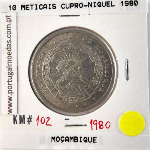 Mozambique, 10 Meticais Copper nickel 1980, (VF+), World Coins Mozambique KM 102