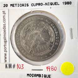 Moçambique, 20 Meticais Cupro níquel 1980, (Soberba), World Coins Mozambique KM 103