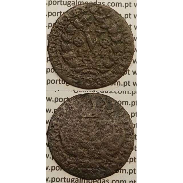MOEDA V REIS COBRE 1754 (BC) - D.JOSÉ I - IOSEPHUS