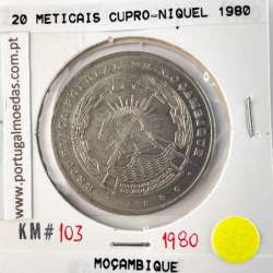 Mozambique, 20 Meticais Copper nickel 1980, (XF), World Coins Mozambique KM 103