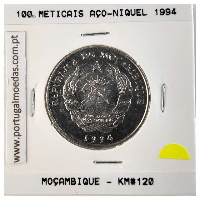 Mozambique, 100 Meticais Nickel clad steel  1994, (UNC), World Coins Mozambique KM 120