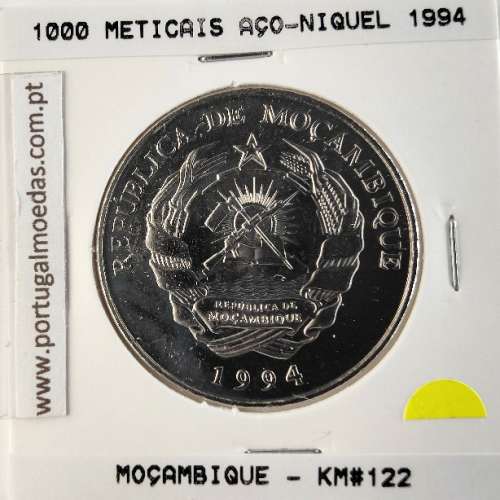Mozambique, 1000 Meticais Nickel clad steel  1994, (UNC), World Coins Mozambique KM 122