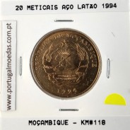 Moçambique, 20 Meticais Aço Latão 1994, (Soberba), World Coins Mozambique KM 118