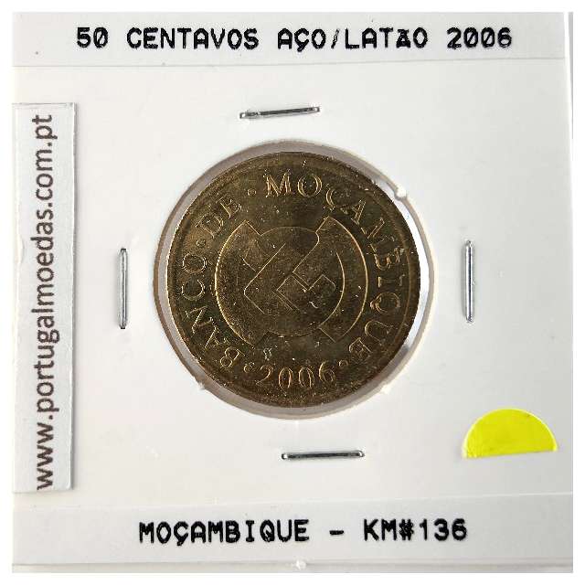 Moçambique, 50 Centavos Aço Latão 2006, (Soberba), World Coins Mozambique KM 136