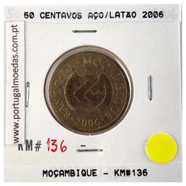 Moçambique, 50 Centavos Aço Latão 2006, (Bela), World Coins Mozambique KM 136