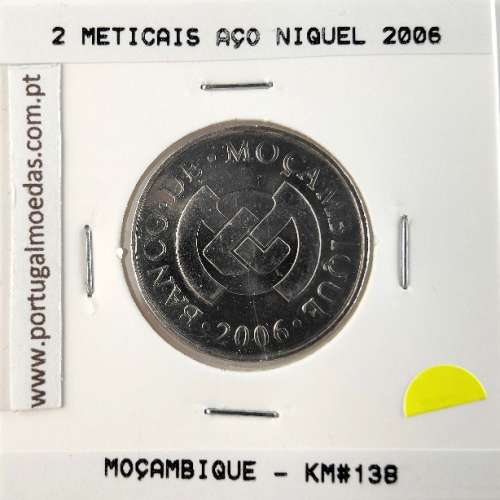 Mozambique, 2 Meticais Nickel plated steel 2006, (UNC), World Coins Mozambique KM 138