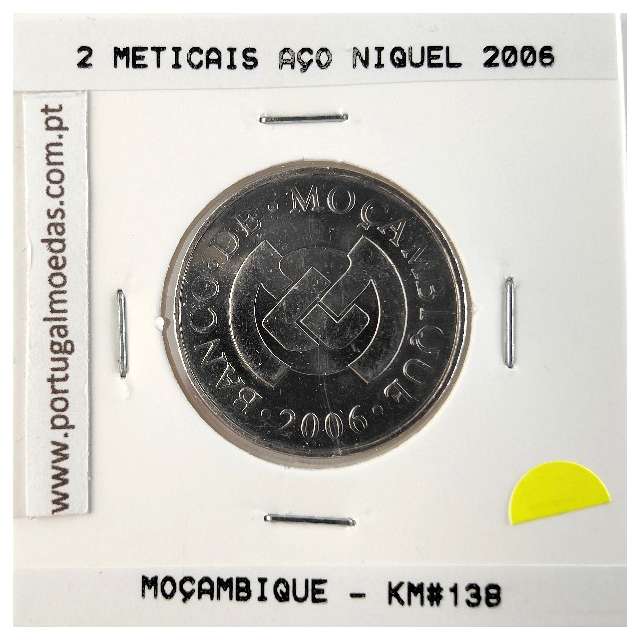 Moçambique, 2 Meticais Aço Niquel 2006, (Soberba), World Coins Mozambique KM 138