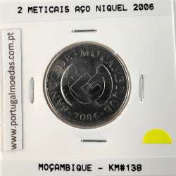 Mozambique, 2 Meticais Nickel plated steel 2006, (UNC), World Coins Mozambique KM 138