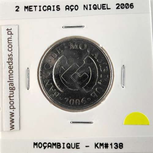 Moçambique, 2 Meticais Aço Niquel 2006, (Soberba), World Coins Mozambique KM 138