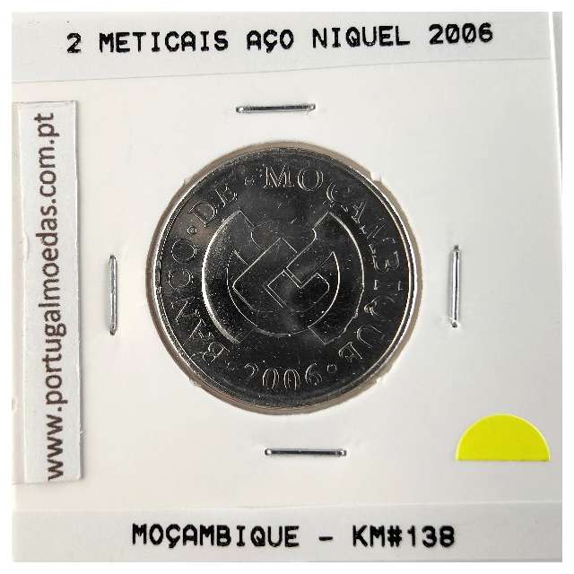 Mozambique, 2 Meticais Nickel plated steel 2006, (UNC), World Coins Mozambique KM 138