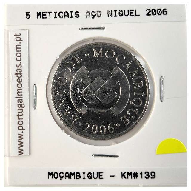Moçambique, 5 Meticais Aço Niquel 2006, (Soberba), World Coins Mozambique KM 139