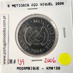 Mozambique, 5 Meticais Nickel plated steel 2006, (UNC), World Coins Mozambique KM 139