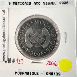Mozambique, 5 Meticais Nickel plated steel 2006, (UNC), World Coins Mozambique KM 139