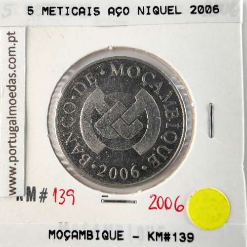Mozambique, 5 Meticais Nickel plated steel 2006, (UNC), World Coins Mozambique KM 139