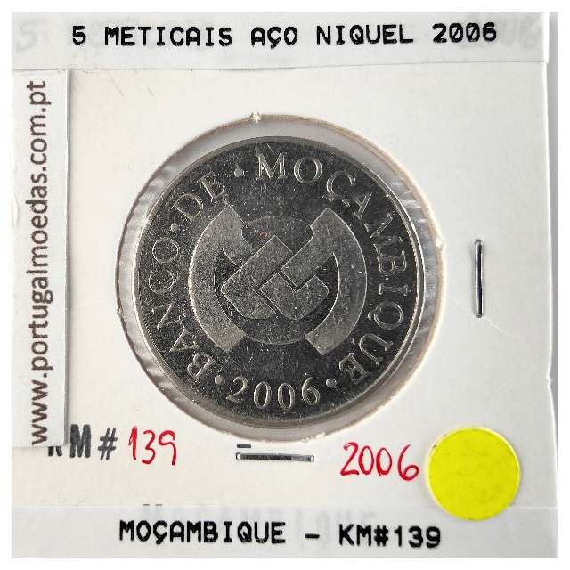 Mozambique, 5 Meticais Nickel plated steel 2006, (UNC), World Coins Mozambique KM 139