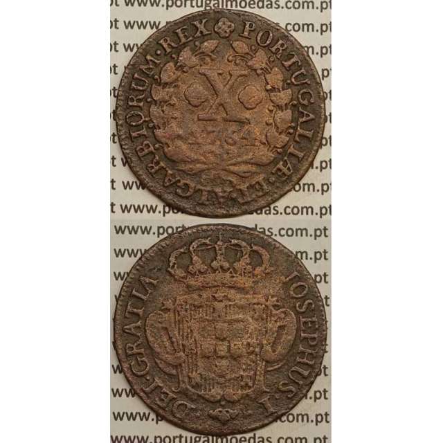 MOEDA X REIS COBRE 1764 (BC) - D.JOSÉ I - JOSEPHUS