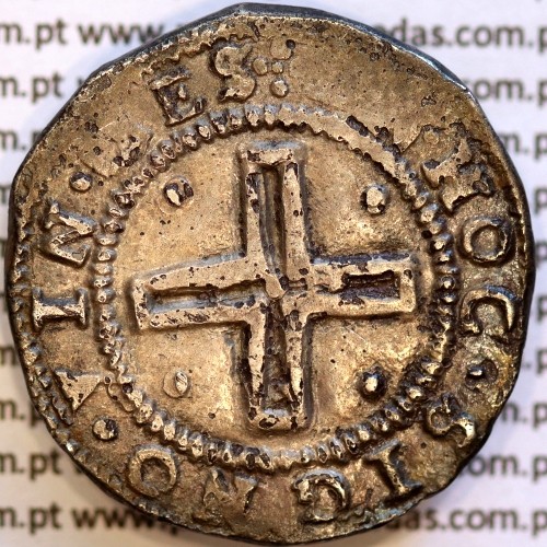 Tostão Prata  D. João IV 1640-1656, com três "NNN" na legenda:  +IOANNNES IIII DG REX PORTVGAL / +INHOC.SIGNO.VIN.CES