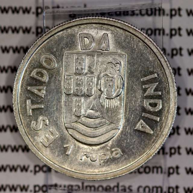 silver coin 1 Rupee 1935 of India Portuguese, World Coins India Portuguese KM 22