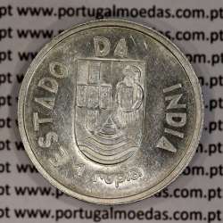 silver coin 1 Rupia 1935 of India Portuguese, World Coins India Portuguese KM 22