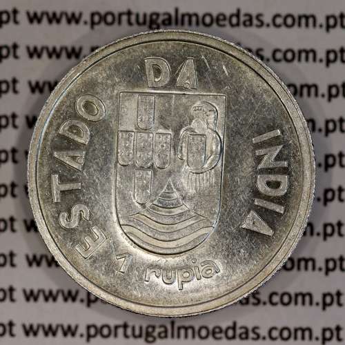 silver coin 1 Rupia 1935 of India Portuguese, World Coins India Portuguese KM 22