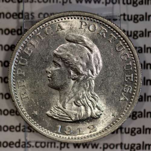 Silver coin 1 Rupee 1912 India, date amended 1912 over 1911, World Coins India Portuguese KM 18