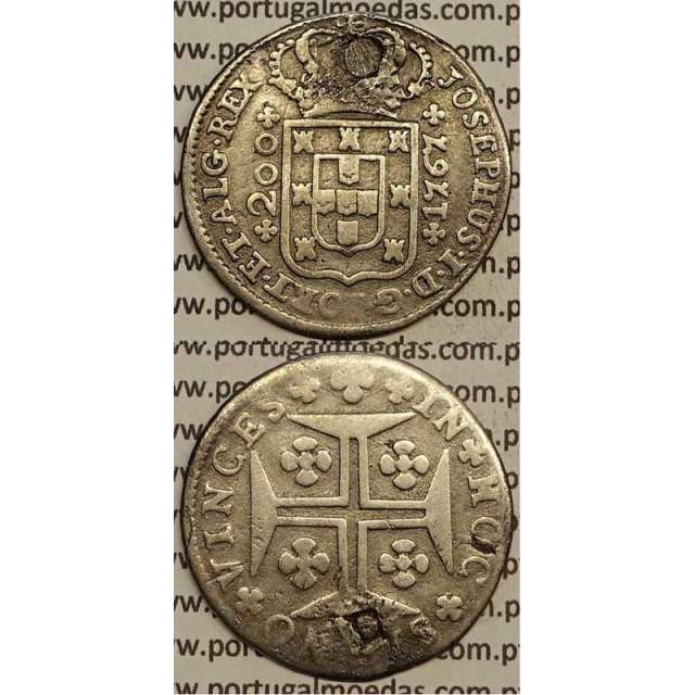MOEDA 12 VINTÉNS PRATA 1767 (BC) JOSEPHUS / COROA 5 ARCOS / LEGENDA PEQUENA