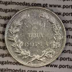 India silver coin 1 Rupee 1912, date amended 1912 over 1911, World Coins India Portuguese KM 18