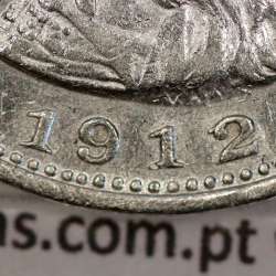 India silver coin 1 Rupee 1912, date amended 1912 over 1911, World Coins India Portuguese KM 18