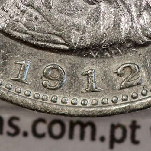 India silver coin 1 Rupee 1912, date amended 1912 over 1911, World Coins India Portuguese KM 18