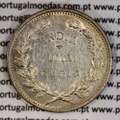 1 Rupee 1912 of India , date amended 1912 over 1911, World Coins India Portuguese KM 18