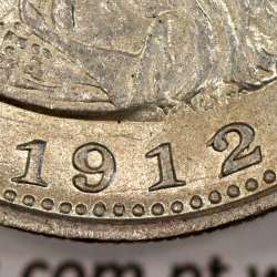 1 Rupee 1912 of India , date amended 1912 over 1911, World Coins India Portuguese KM 18