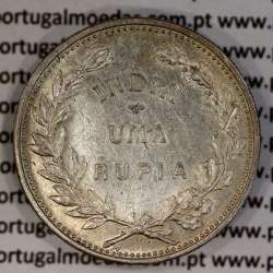 1 Rupee 1912 of India , date amended 1912 over 1911, World Coins India Portuguese KM 18