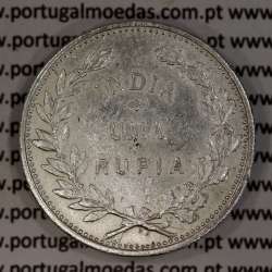 Silver coin 1 Rupee 1912 India, normal date unamended, World Coins India Portuguese KM 18