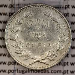 Silver coin 1 Rupee 1912 India, normal date unamended, World Coins India Portuguese KM 18