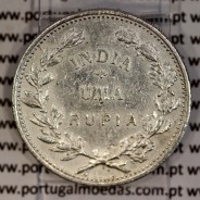 Silver coin 1 Rupee 1912 India, normal date unamended, World Coins India Portuguese KM 18