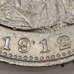 Silver coin 1 Rupee 1912 India, normal date unamended, World Coins India Portuguese KM 18