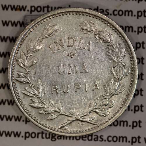 Silver coin 1 Rupee 1912 of India, normal date unamended, World Coins India Portuguese KM 18