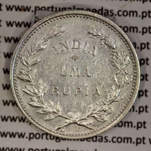 Silver coin 1 Rupee 1912 of India, normal date unamended, World Coins India Portuguese KM 18