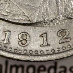 Silver coin 1 Rupee 1912 of India, normal date unamended, World Coins India Portuguese KM 18