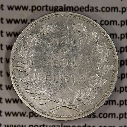 Silver coin 1 Rupee 1912 India, normal date unamended, World Coins India Portuguese KM 18